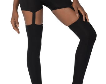 Leggings con staffa in cotone e lycra nero: pantaloni da yoga a vita alta da donna