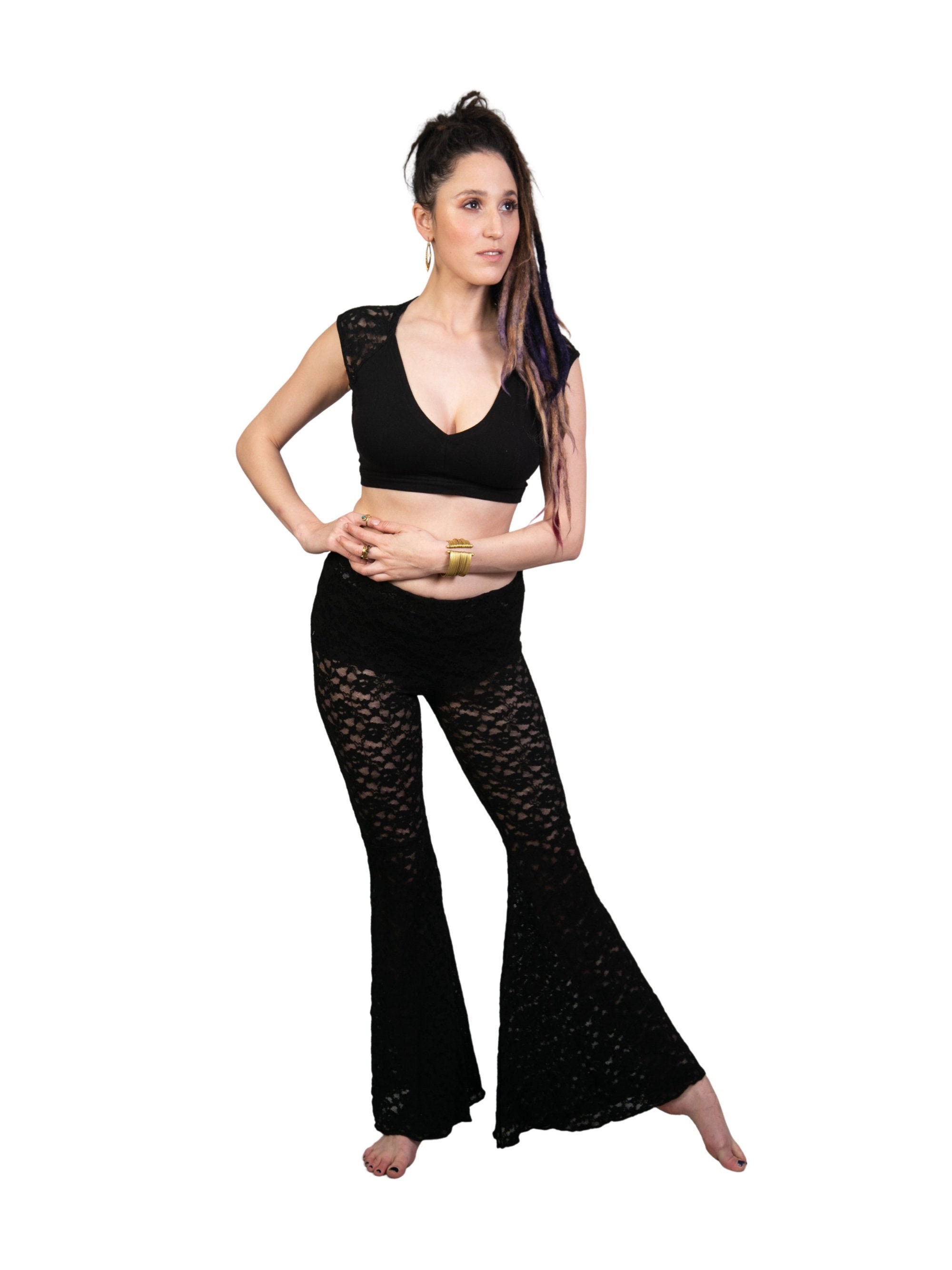 Black Pants, Dance Pants, Leggings for Women, Festival Fashion, Yoga Pants,  Belly Dance Pants, Lace Leggings, Bell Bottom Pants, Boho Pants -   Canada