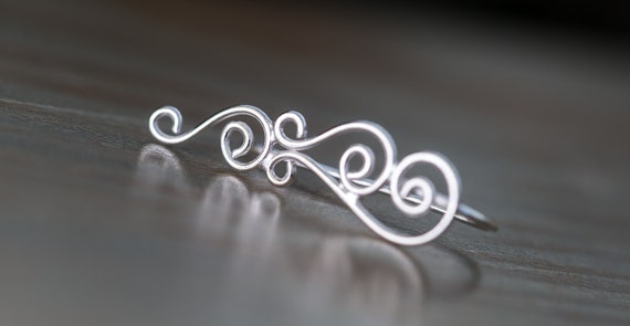 Silver Climber Earrings, Crawler Earrings Silver, Gift for Her, Tribal Earrings, Climber Earrings, Bohemian Jewelry, Festival Gifts