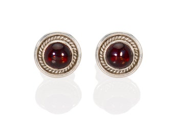 Silver Stud Earrings, Garnet Studs, Boho Jewelry, Gift for Her, 925 Sterling Silver Earrings, Garnet Post Studs, Gemstone Studs, Unique Gift