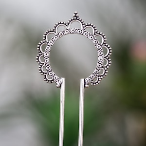 Silver Hair Fork, Silver Hair Stick, Gift for Her, Tribal Hair Accessories, Festival Wear, Hair Stick Metal, Japanese Fork, Hair Ornament