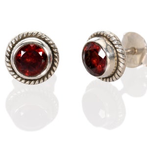 Garnet Studs, Sterling Silver Garnet Earrings, Maroon Studs, Sterling Silver Gemstone Stud Earrings, Garnet Post Earrings, Everyday Jewelry
