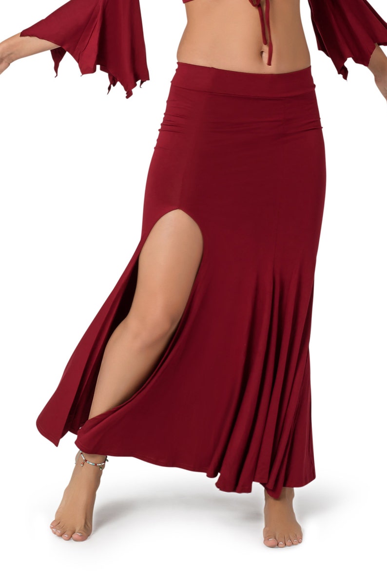 Boho Maxi Skirt, Long Skirt for Women, Red Skirt, Slit Skirt, Bellydance skirt, Maxi Skirt with Slit, Flowing Skirt, Festival Skirt.