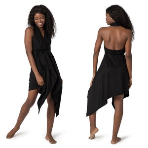 Black Dress for Women, Wrap Dress, Boho Dance Clothing, One Size Dress, Festival Fashion, Versatile Dress, V Neck Dress, Goddess Dress