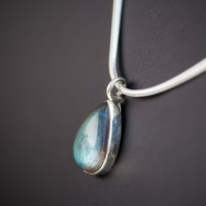 Labradorite Teardrop Necklace, Labradorite Necklace Sterling Silver, Labradorite Drop Necklace, Labradorite Pendant Necklace,Energy Necklace