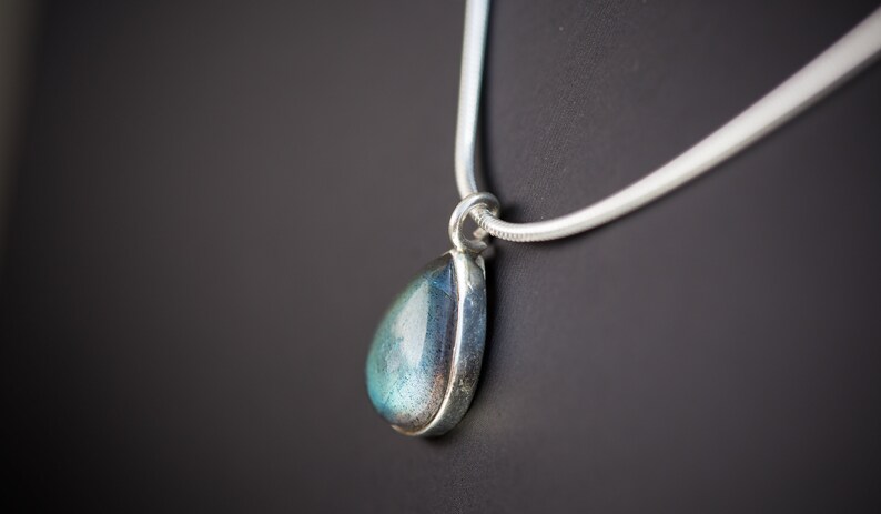Labradorite Teardrop Necklace, Labradorite Necklace Sterling Silver, Labradorite Drop Necklace, Labradorite Pendant Necklace,Energy Necklace