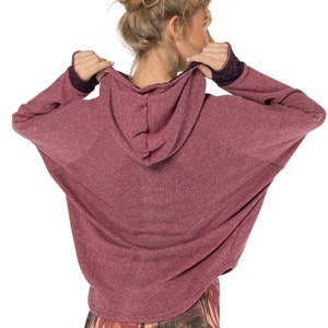 Pullover Sweatshirt, Hoodies for Women, Long Shirt, Boho Wear, Winter Fashion, Yoga Top, Festival Shirt, Cowl Neck Hoodie, Flow Art