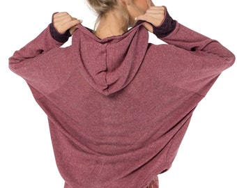 Pullover Sweatshirt, Hoodies for Women, Long Shirt, Boho Wear, Winter Fashion, Yoga Top, Festival Shirt, Cowl Neck Hoodie, Flow Art
