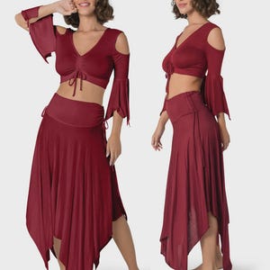 Skirt for Women, Boho Skirt, Maxi Skirt, Festival Clothes, Red Skirt, Tango Skirt, Hippie Wear, Belly Dance Skirt, Oversized Loose Skirt.