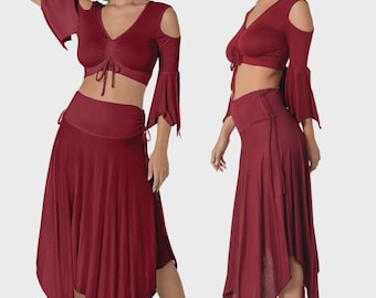 Skirt for Women, Boho Skirt, Maxi Skirt, Festival Clothes, Red Skirt, Tango Skirt, Hippie Wear, Belly Dance Skirt, Oversized Loose Skirt.