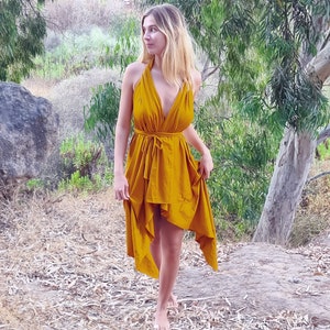 Abito da donna, regalo di Natale per lei, abito avvolgente, moda boho, regalo unico, abito taglia unica, moda da festival, abito con scollo a V, abito hot.