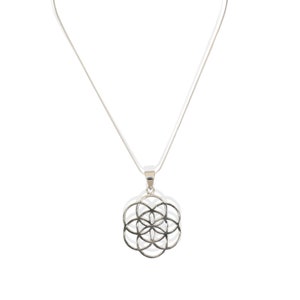 Silver Necklace for Women, Seed Of Life Necklace, Geometric Pendant, Sterling Silver Pendant, Sacred Geometry pendant, Mandala Boho Jewelry.