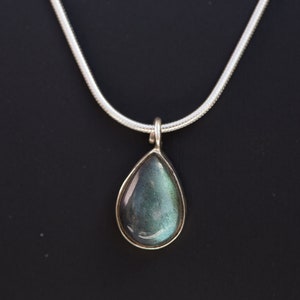 Labradorite Teardrop Necklace, Labradorite Necklace Sterling Silver, Labradorite Drop Necklace, Labradorite Pendant Necklace,Energy Necklace