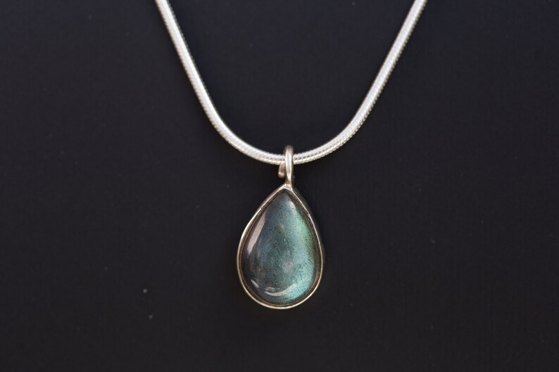 Labradorite Teardrop Necklace, Labradorite Necklace Sterling Silver, Labradorite Drop Necklace, Labradorite Pendant Necklace,Energy Necklace