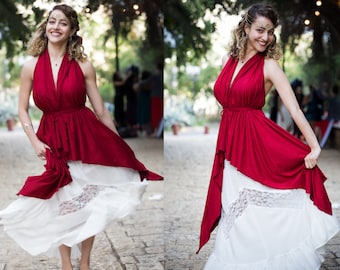 Bordeaux Red Wrap Dress: Viscose Lycra Blend Versatile Dress XS-L