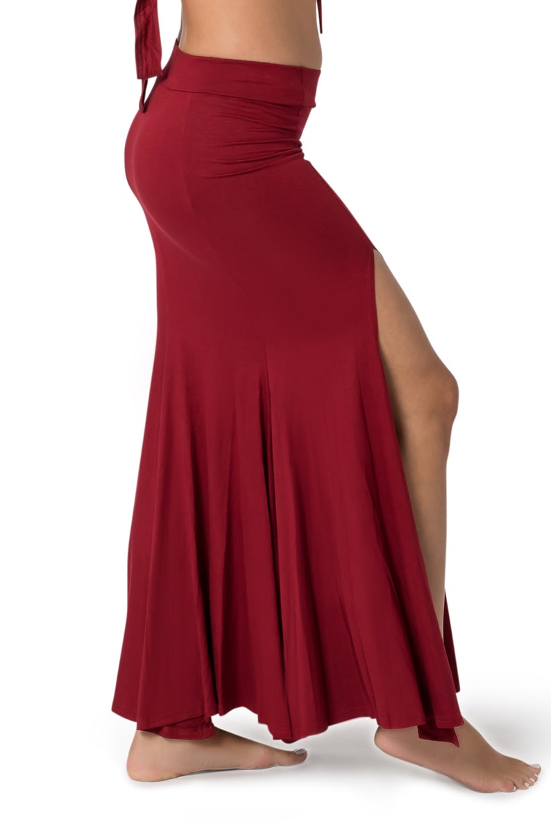 Boho Maxi Skirt, Long Skirt for Women, Red Skirt, Slit Skirt, Bellydance skirt, Maxi Skirt with Slit, Flowing Skirt, Festival Skirt.