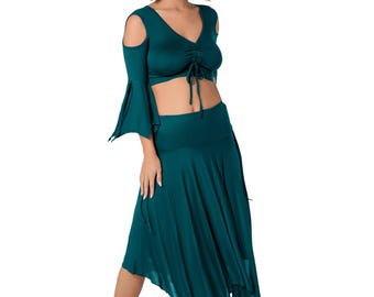 Gonna lunga fluida in stile boho: gonna midi da ballo hippie da festival per donna