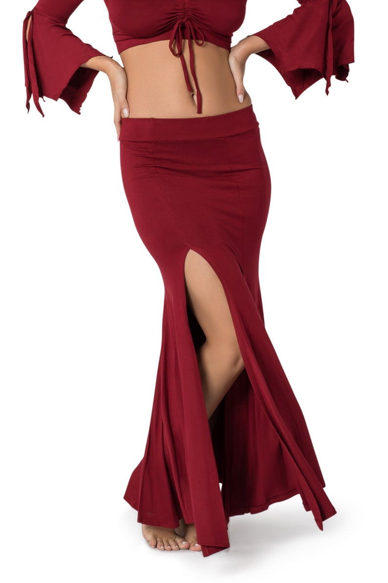 Boho Maxi Skirt, Long Skirt for Women, Red Skirt, Slit Skirt, Bellydance skirt, Maxi Skirt with Slit, Flowing Skirt, Festival Skirt.