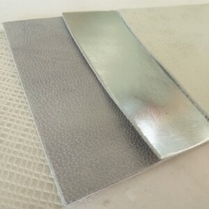 4 cuadrados de cuero plateado, blanco 8,5 cm (3,35 Inc)