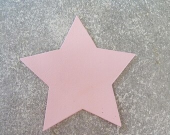 2 large stars 9 cm in fine leather, pale pink, for creation and customization