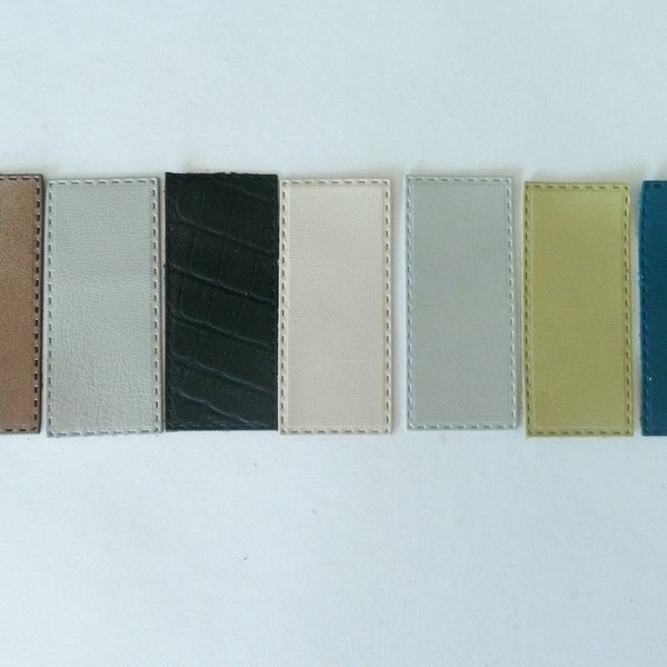 7 grands rectangles en cuir de 7 cm x 3 cm, multicolore, à coller ou coudre