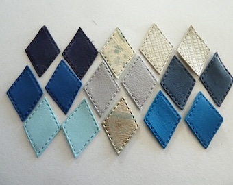 16 small fine leather diamonds, 8 colours for creation