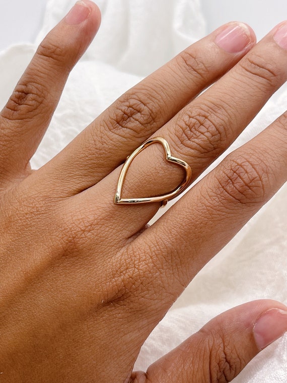 Big Heart Ring Sterling Silver 14K Gold Filled - Etsy