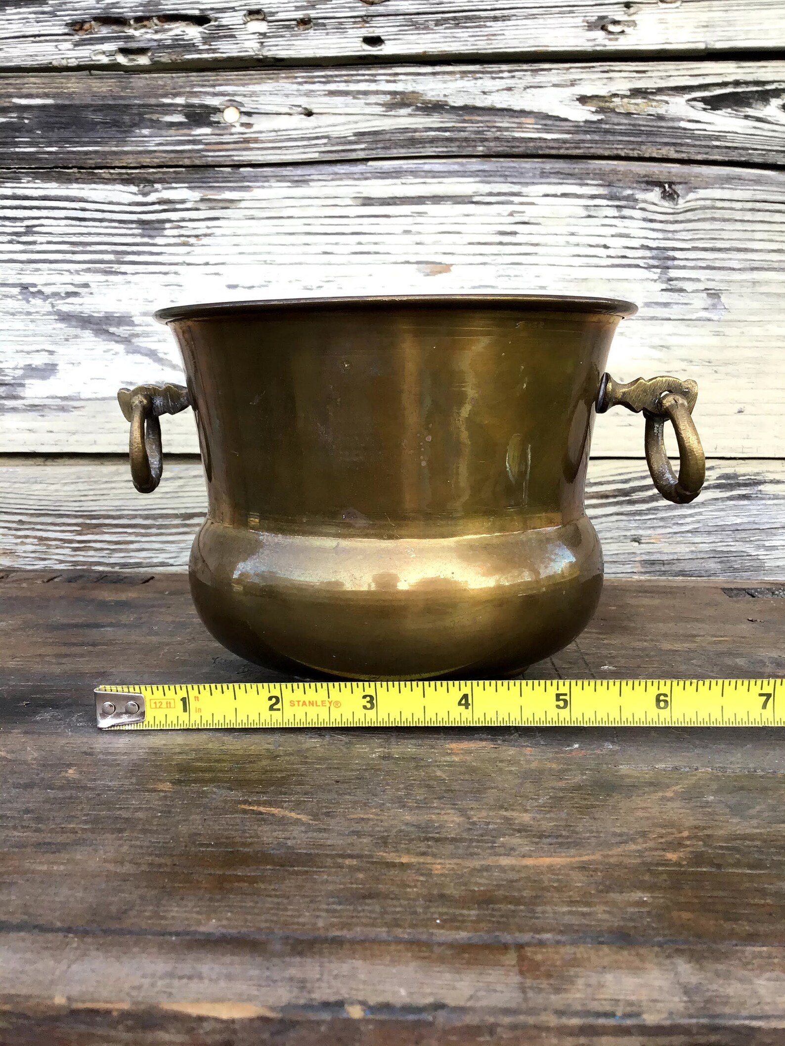 PWF Solid Brass India Vintage Brass Pot with Patina Etsy