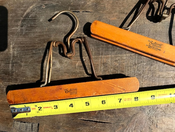 Vintage Setwell Wooden Hangers, Antique Clamp Style Clothes