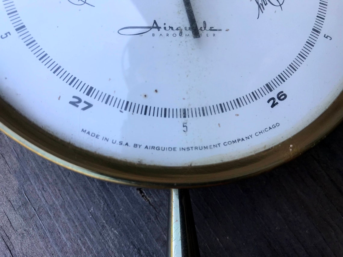 Vintage Airguide Barometer, 1956 Wall Hanging Banjo Barometer, Chicago