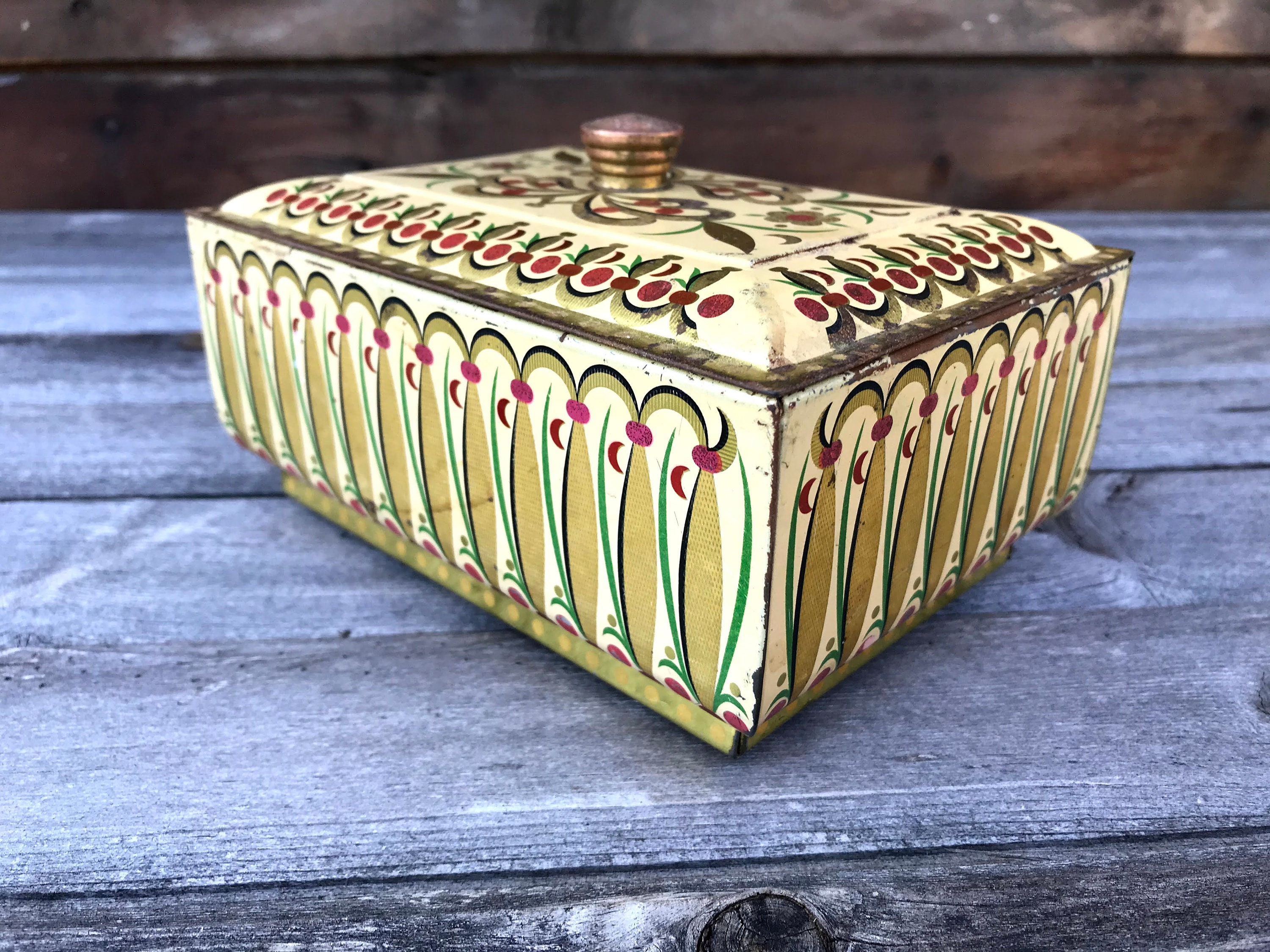 Colorful Tin made in Western Germany Vintage Tin Antique Etsy Polska