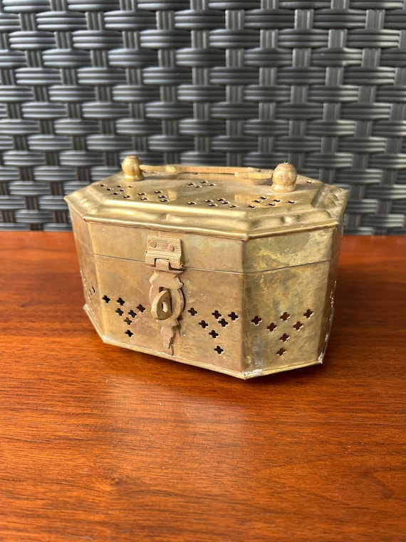 Vintage Brass Cricket Box, Polished Brass, Goel In