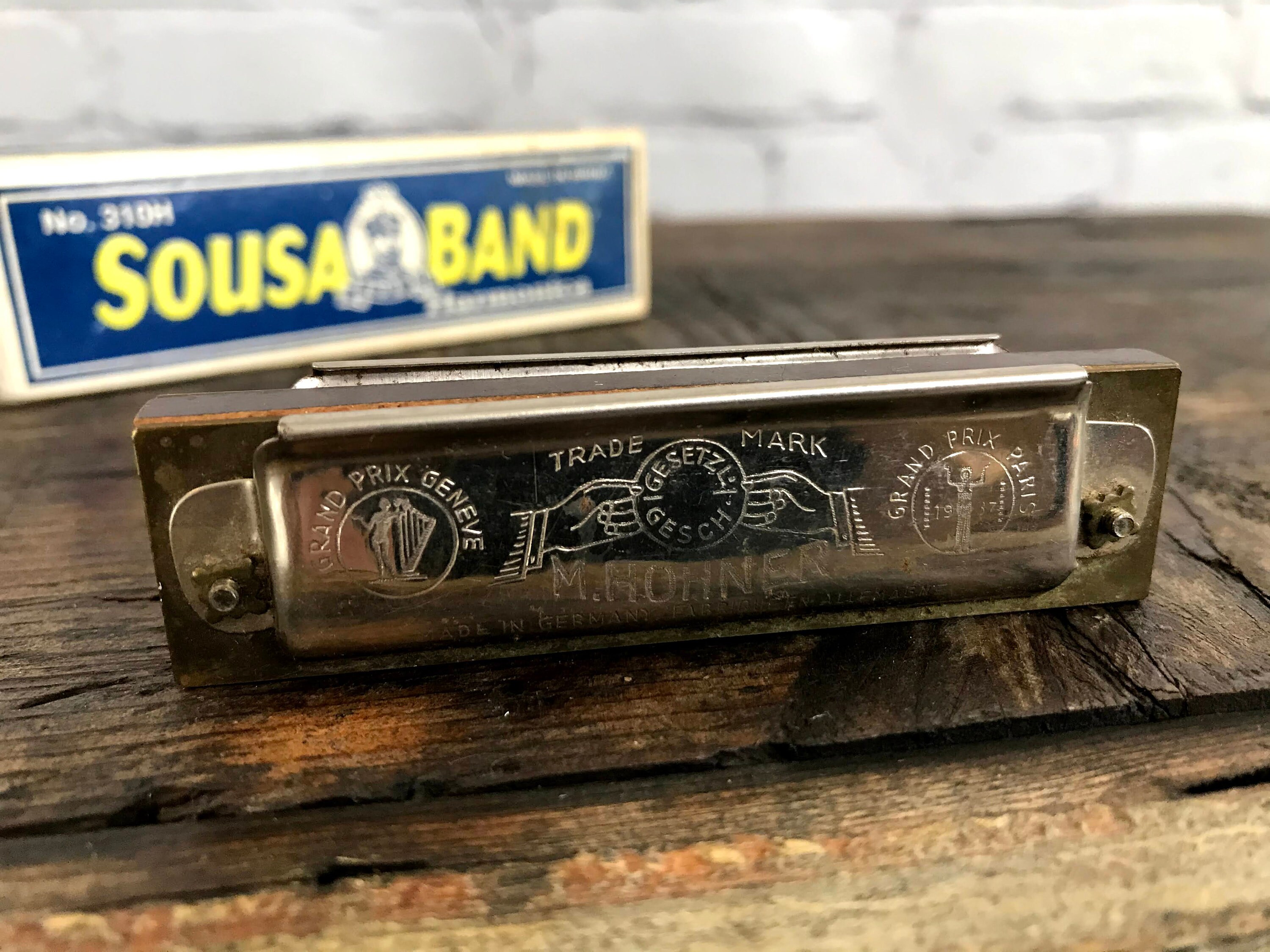 Vintage Sousa Band M Hohner Harmonica Vest Pocket Harp Etsy