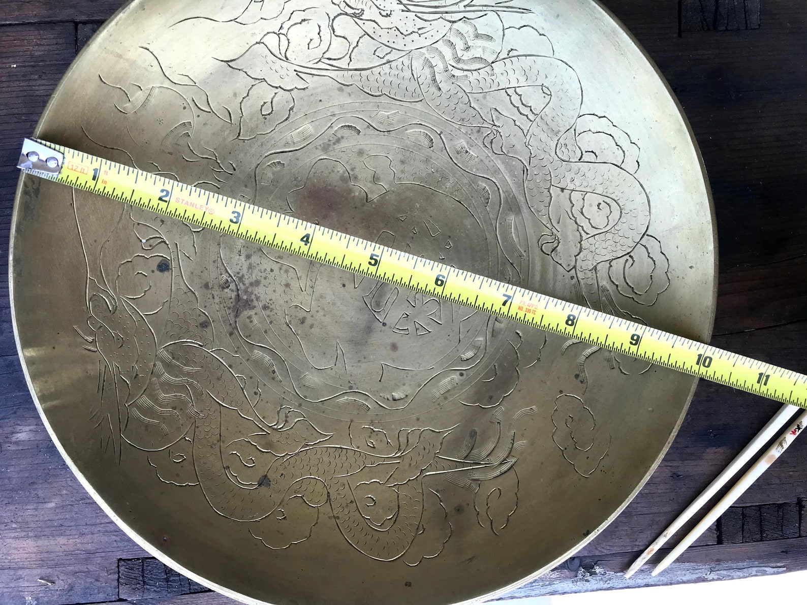 Antique Asian Brass Bowl With Stand Ceremonial Vintage Etsy