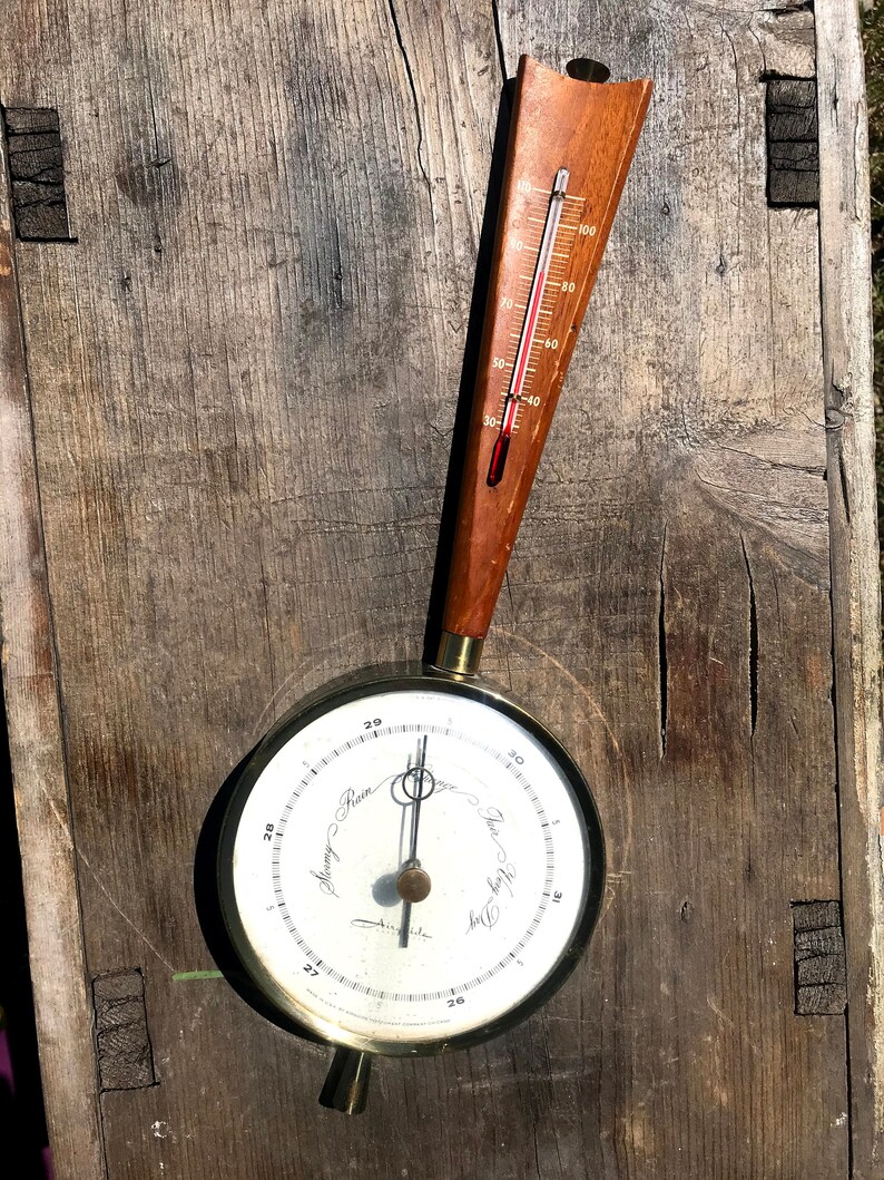 Vintage Airguide Barometer, 1956 Wall Hanging Banjo Barometer, Chicago