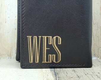 Best Gift Ever: Men's Leather Wallet Laser Engraved With | Etsy