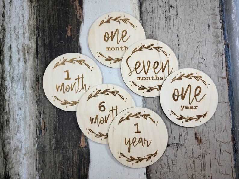 Wood Baby Milestone Discs Baby Monthly Photo Discs Set of Etsy