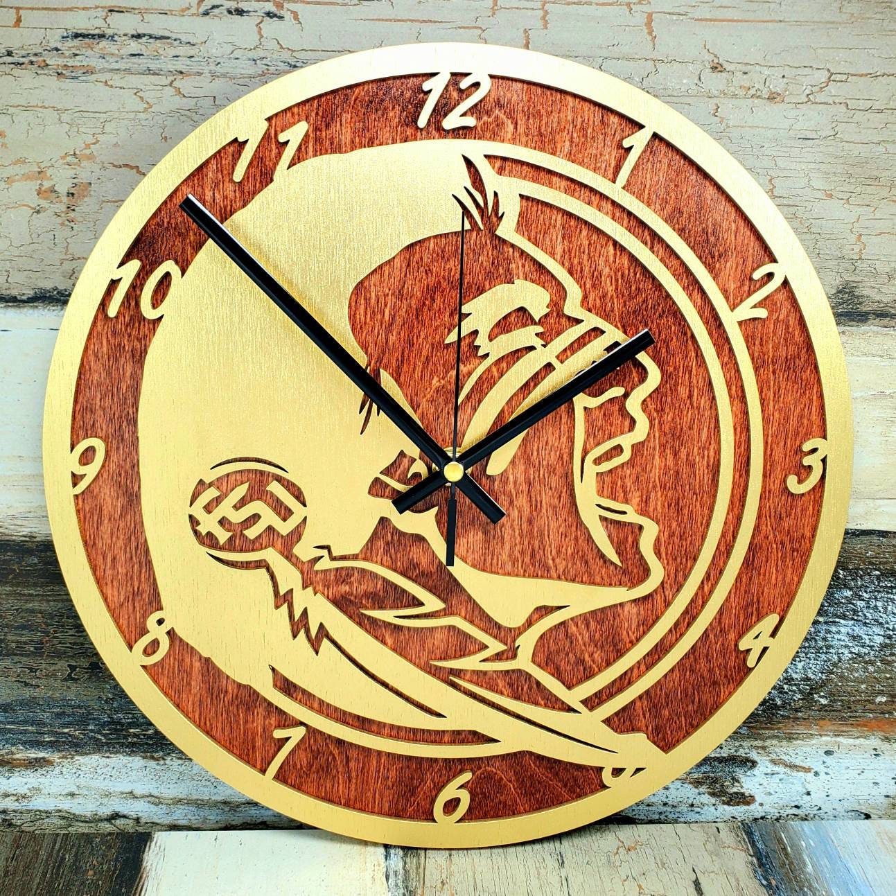 FSU Themed Clock Laser Engraved Wood Clock College Etsy