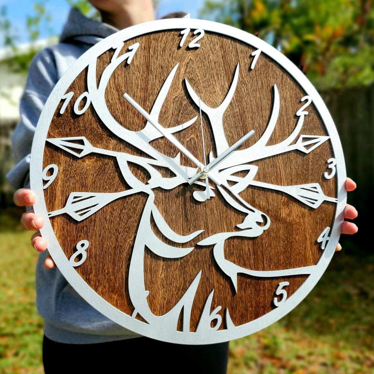 BEAUTIFUL wooden bow hunter deer CLOCK Made in the USA Etsy