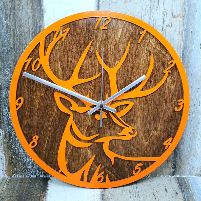Deer Hunting Clock Laser Engraved Wood Clock Deer Clock Etsy