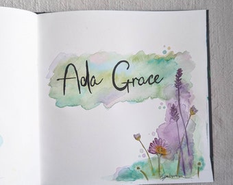 ORIGINAL ART - Commission - Original painting art ink baby Personalised Commission family children names