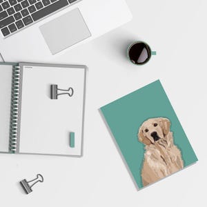 Golden Retriever - Carte de voeux artistique - Chien vert turquoise A6 avec enveloppe