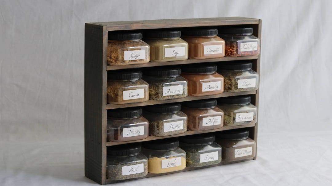 Spice Rack With Bottles Spice Rack With Jars Farmhouse Etsy