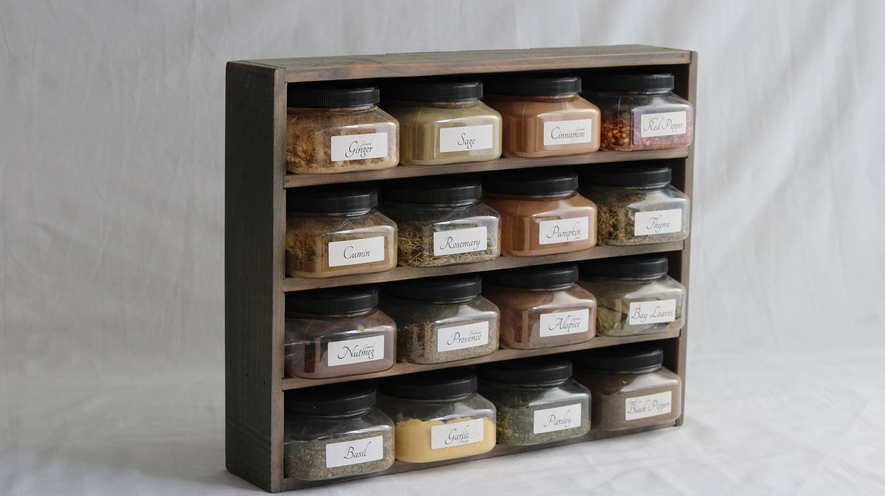 Spice Rack With Bottles Spice Rack With Jars Farmhouse Decor