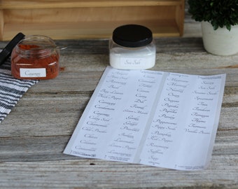 Spice Labels, Water Resistant Spice Labels for The Cottage Lilac Spice Rack Systems