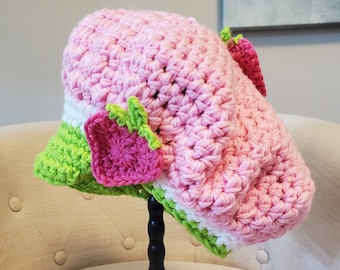 STRAWBERRY SHORTCAKE inspired slouchy newsboy hat, cosplay, rave