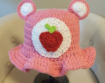 Crochet Smart Heart Bear Bucket Hat: Cosplay Halloween Costume