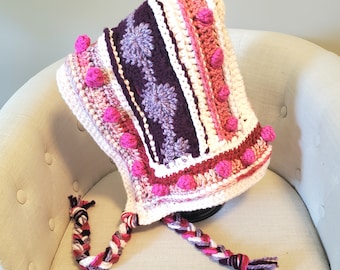 Crochet Pixie Hood, Woodland Hood, Fae Forest Hat, Braided Festival Hood
