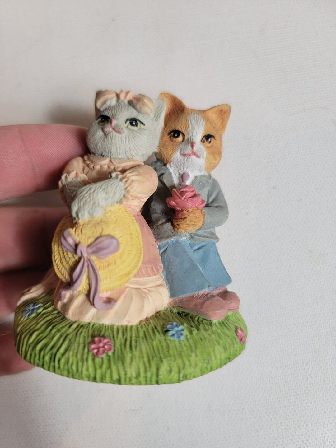 Vintage Enesco Cat Figurine Kitty Couple Sitting on A Log Date Etsy