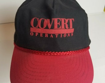 Vintage Covert Ops Ops Spellout Trucker Hut Cap Cap Militär 80er 1980er Jahre VTG